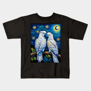 White Cockatoo in starry night Kids T-Shirt